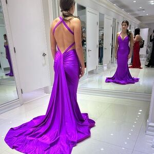 Sherri Hill Purple Backless Dress